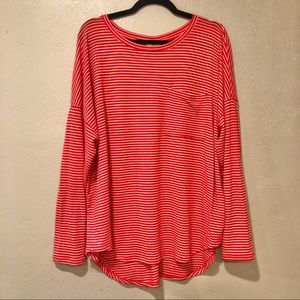 Oversized Red/White Long-Sleeve Tee leggings tee